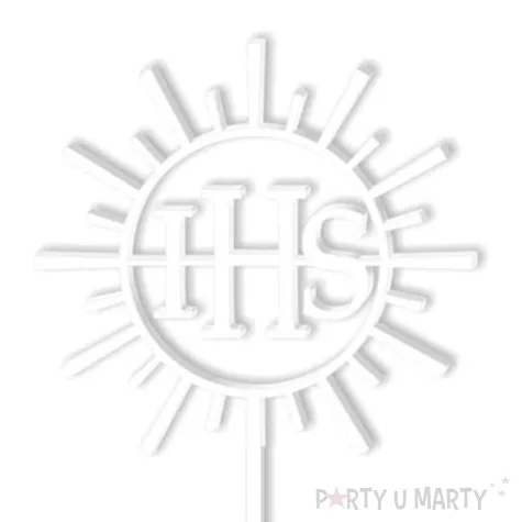 topper z pleksy komunia sw ihs promienie bialy 24 cm