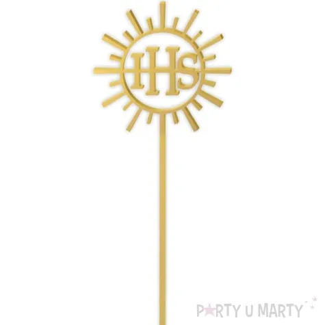 topper z pleksy komunia sw ihs promienie zloty 24 cm