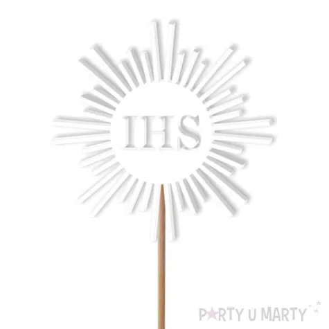 topper z pleksy komunia sw ihs promyki bialy 24 cm