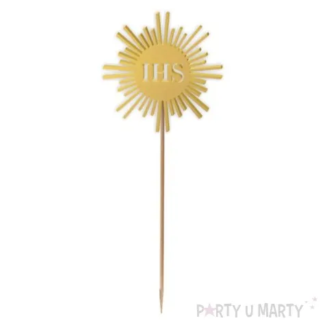 topper z pleksy komunia sw ihs promyki zloty 24 cm