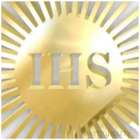 topper z pleksy komunia sw ihs promyki zloty lustrzany 24 cm