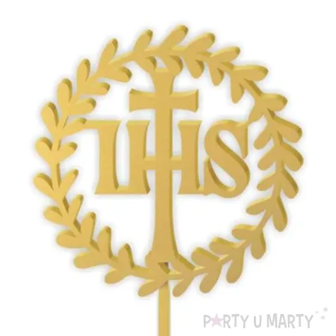 topper z pleksy komunia sw ihs wieniec zloty 24 cm