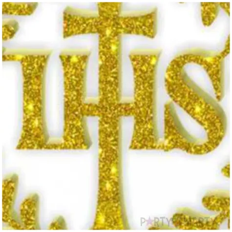 topper z pleksy komunia sw ihs wieniec zloty brokat 24 cm