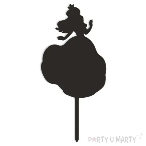 topper z pleksy ksiezniczka czarny 8 5x18 cm