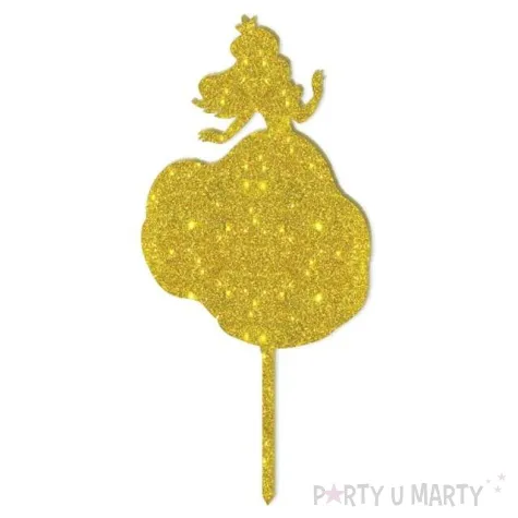 topper z pleksy ksiezniczka zloty brokat 8 5x18 cm