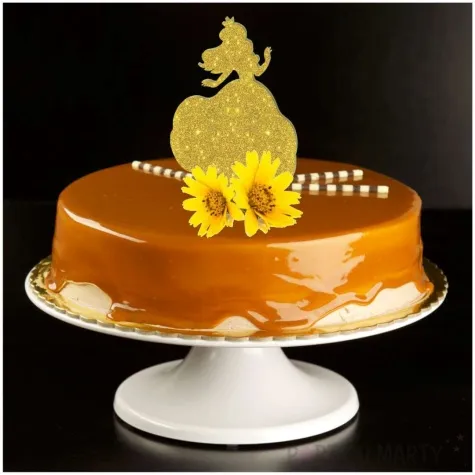 topper z pleksy ksiezniczka zloty brokat 8 5x18 cm