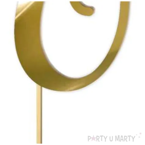 topper z pleksy liczba 0 zloty lustrzany 18 cm