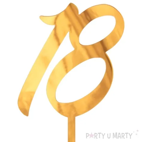 topper z pleksy liczba 18 zloty lustrzany godan 12x7 cm