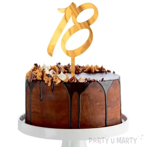 topper z pleksy liczba 18 zloty lustrzany godan 12x7 cm