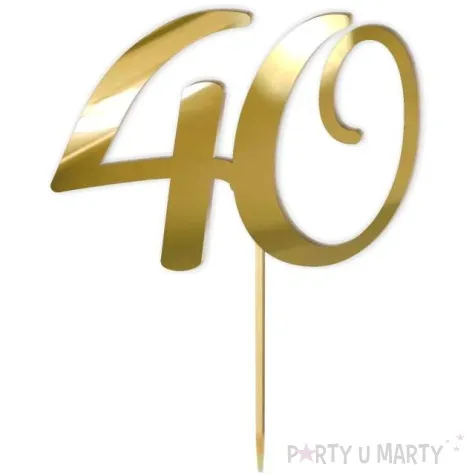 topper z pleksy liczba 40 zloty lustrzany 18 cm