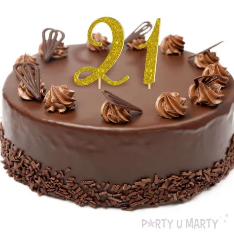 topper z pleksy liczba 6 zloty brokat 18 cm