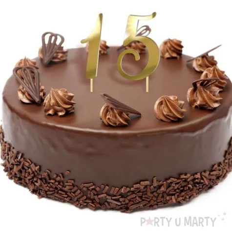 topper z pleksy liczba 6 zloty lustrzany 18 cm