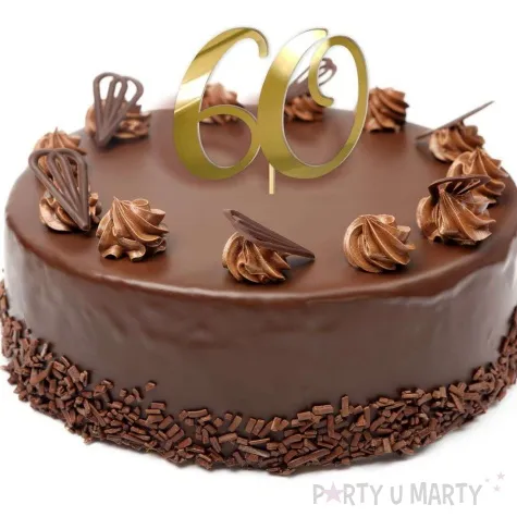 topper z pleksy liczba 60 zloty lustrzany 18 cm