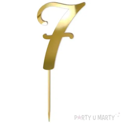 topper z pleksy liczba 7 zloty lustrzany 18 cm