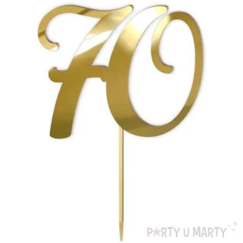 topper z pleksy liczba 70 zloty lustrzany 18 cm