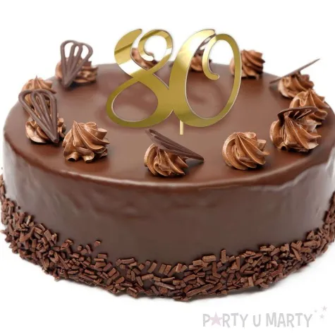 topper z pleksy liczba 80 zloty lustrzany 18 cm