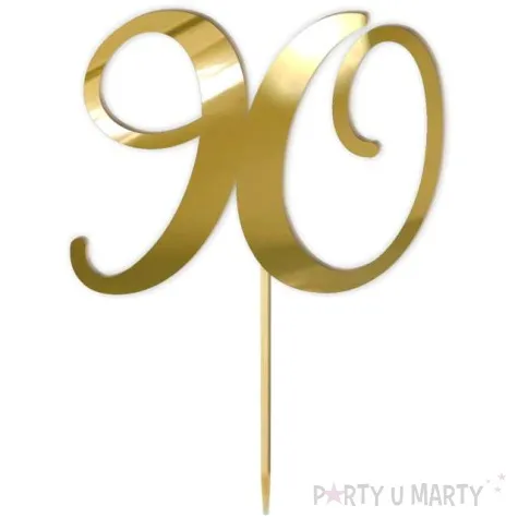 topper z pleksy liczba 90 zloty lustrzany 18 cm