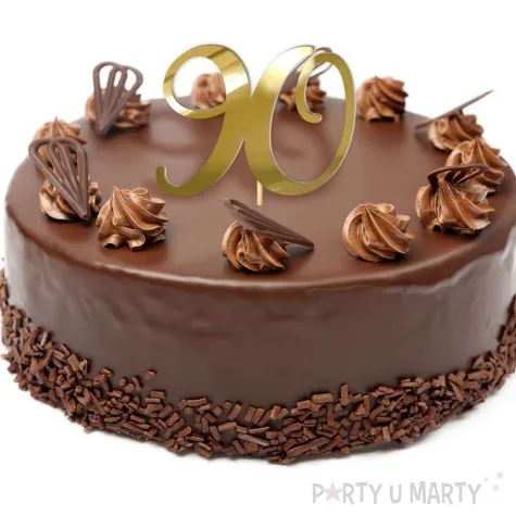 topper z pleksy liczba 90 zloty lustrzany 18 cm