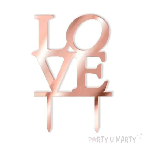 topper z pleksy love rose gold lustrzany 16 cm