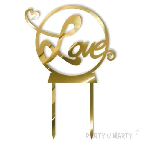 topper z pleksy love zloty lustrzany 13 5 x 19 5 cm