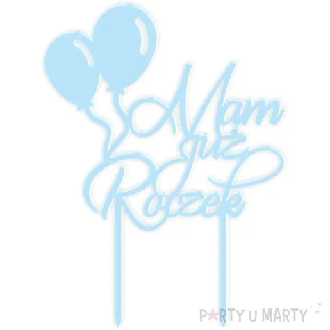 topper z pleksy mam juz roczek niebieski pastel 18 5 cm