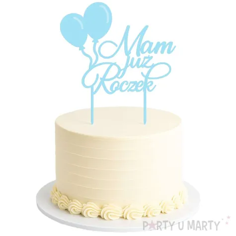 topper z pleksy mam juz roczek niebieski pastel 18 5 cm
