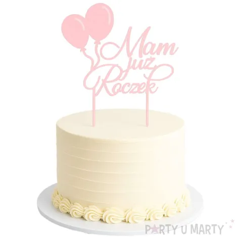 topper z pleksy mam juz roczek rozowy pastel 18 5 cm