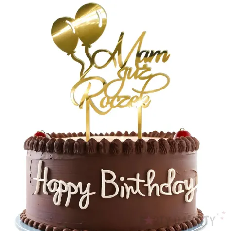 topper z pleksy mam juz roczek zloty lustrzany 18 5 cm