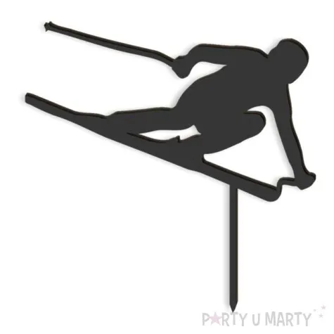 topper z pleksy narciarz czarny 14x14 cm