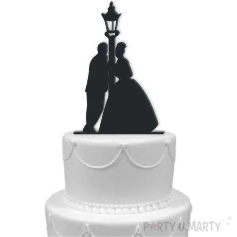 topper z pleksy para mloda i latarnia czarna 15 cm