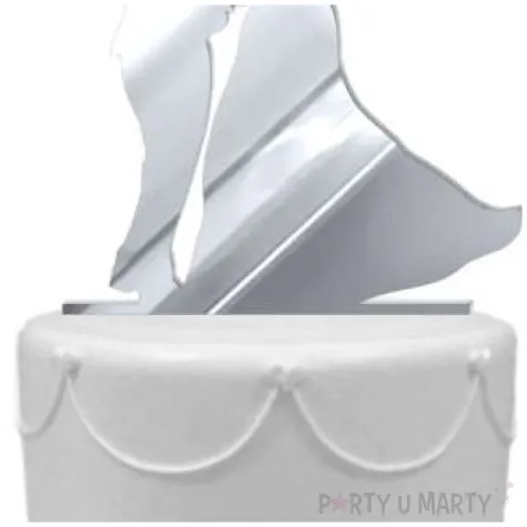 topper z pleksy para mloda na wiwat srebrny lustrzany 14 cm