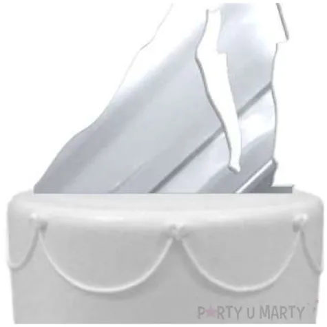 topper z pleksy para mloda pacalunek srebrny lustrzany 12 cm