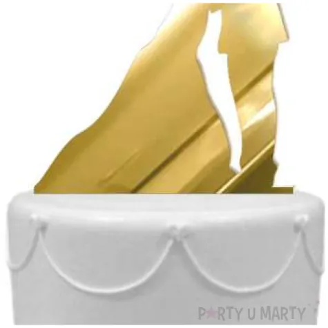 topper z pleksy para mloda pacalunek zloty lustrzany 12 cm