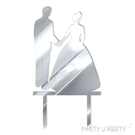 topper z pleksy para mloda tylko razem srebrny lustrzany 13 cm