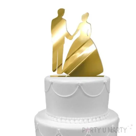 topper z pleksy para mloda tylko razem zloty lustrzany 13 cm