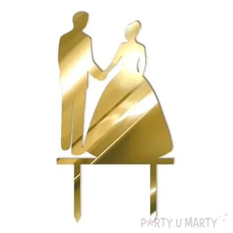 topper z pleksy para mloda tylko razem zloty lustrzany 13 cm