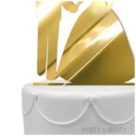 topper z pleksy para mloda tylko razem zloty lustrzany 13 cm