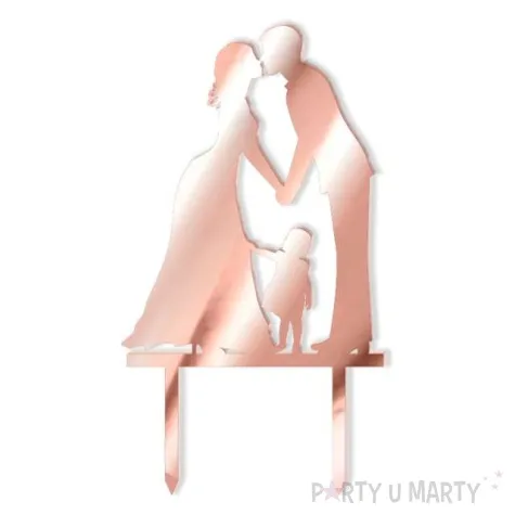 topper z pleksy para mloda z corka rose gold lustrzany 13 cm