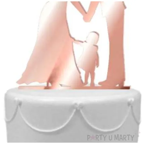 topper z pleksy para mloda z corka rose gold lustrzany 13 cm