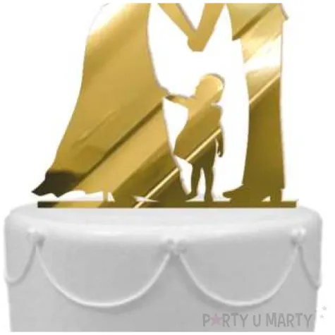 topper z pleksy para mloda z corka zloty lustrzany 13 cm