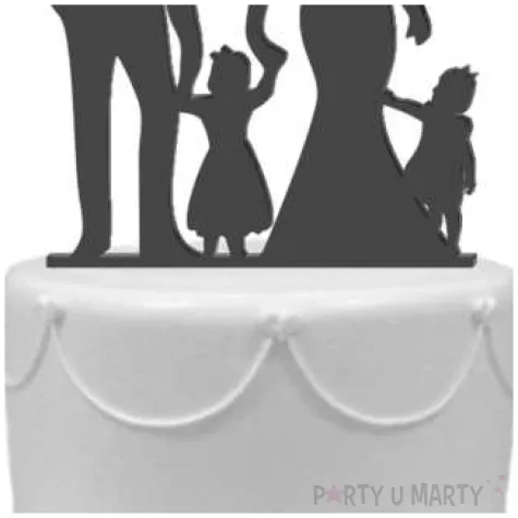 topper z pleksy para mloda z corkami czarny 17 cm