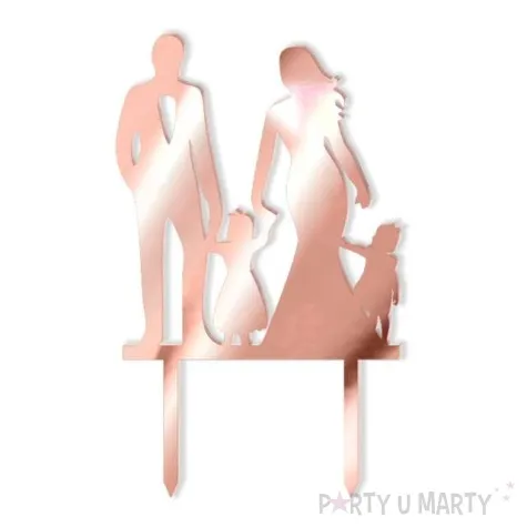 topper z pleksy para mloda z corkami rose gold lustrzany 17 cm