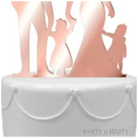 topper z pleksy para mloda z corkami rose gold lustrzany 17 cm