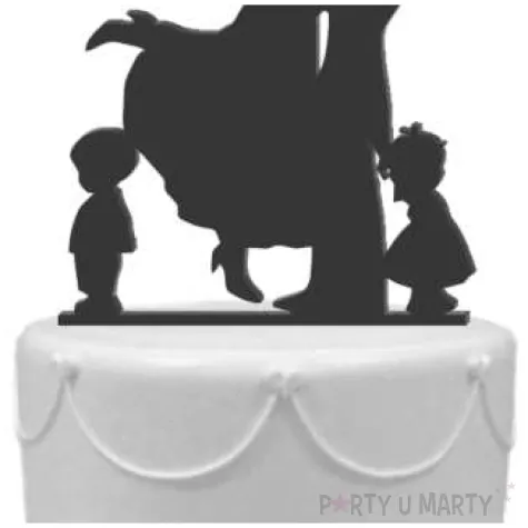 topper z pleksy para mloda z dziecmi czarny 17 cm