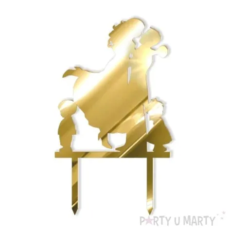 topper z pleksy para mloda z dziecmi zloty lustrzany 17 cm