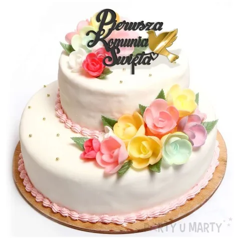 topper z pleksy pierwsza komunia sw golebica czarny 14 x 15 cm