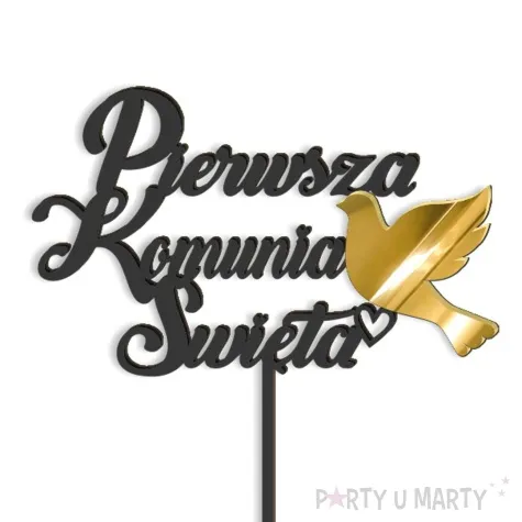 topper z pleksy pierwsza komunia sw golebica czarny 14 x 15 cm