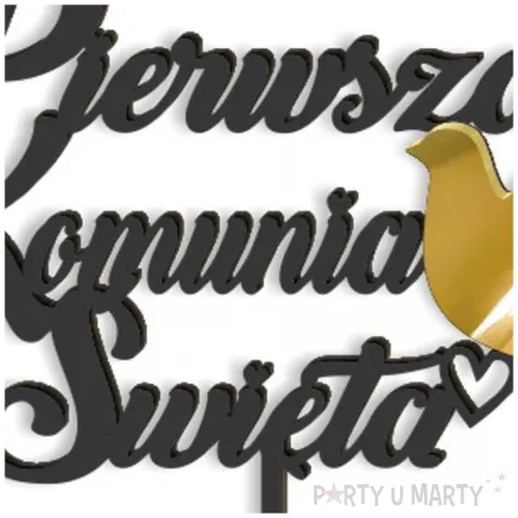 topper z pleksy pierwsza komunia sw golebica czarny 14 x 15 cm