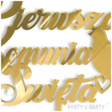 topper z pleksy pierwsza komunia sw golebica zloty lustrzany 14 x 15 cm