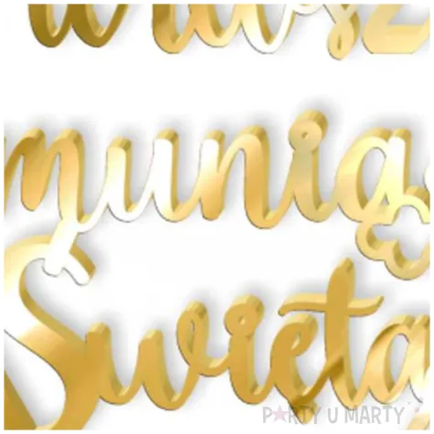 topper z pleksy pierwsza komunia sw heksagon zloty lustrzany 19 5 cm